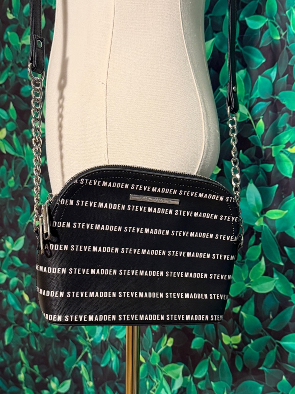 Black Steve Madden Crossbody w/ Chain Accents on Straps